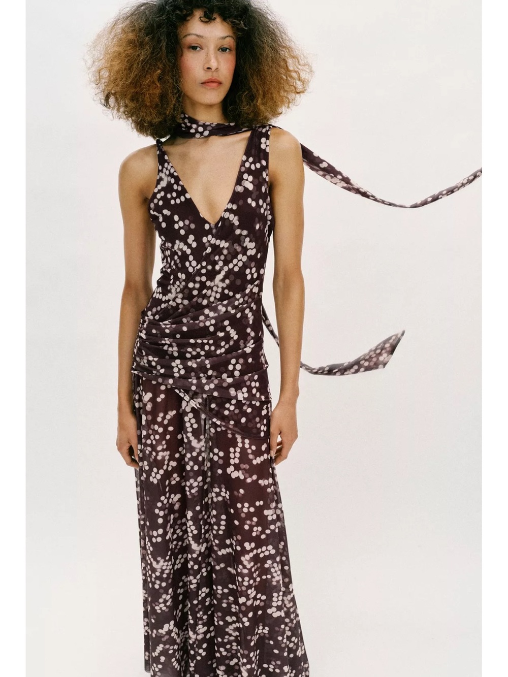 ZARA LONG TULLE POLKA DOT DRESS - Picture 7 of 16